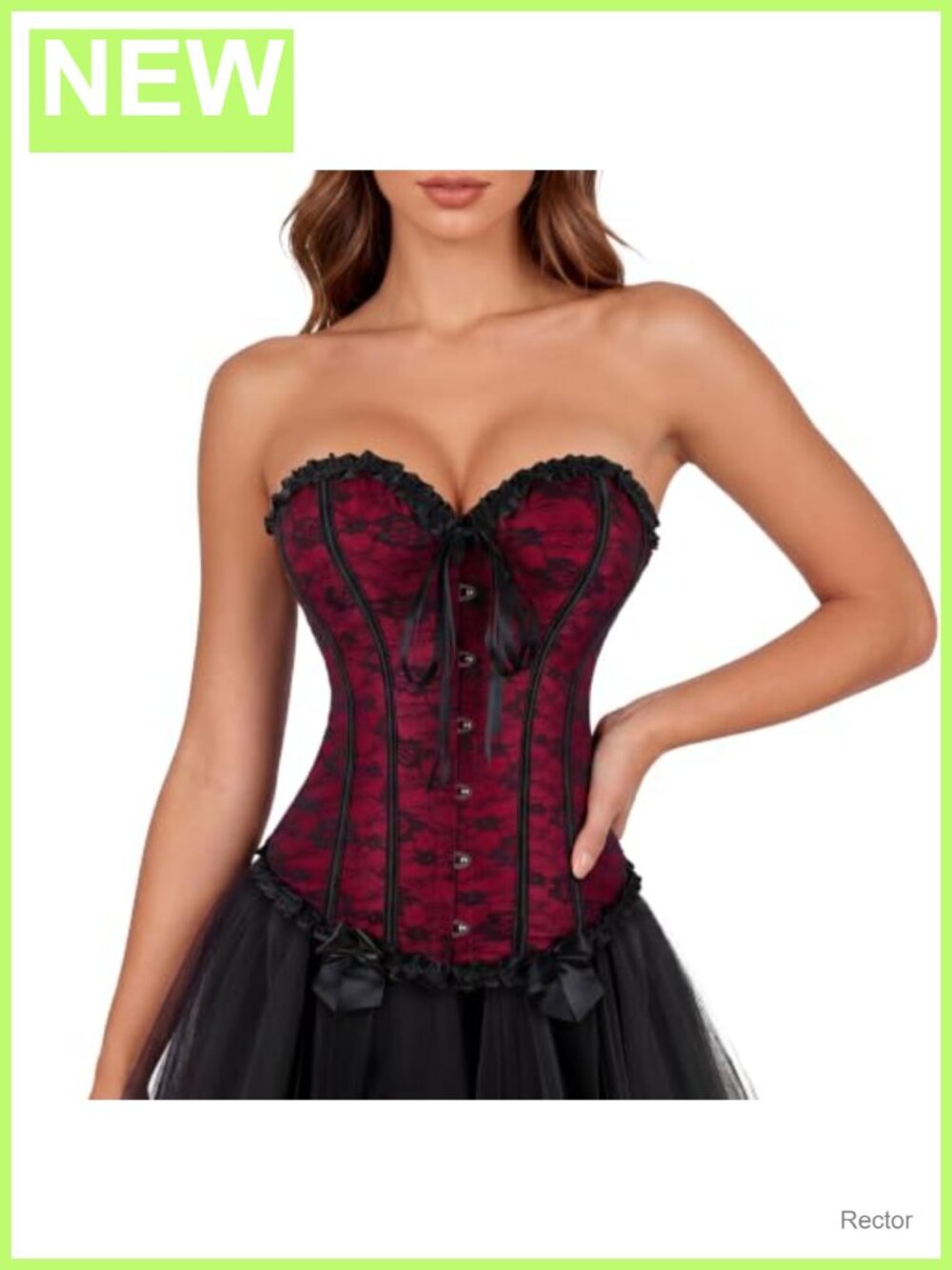 Floral Brocade Bustier Corset Overbust Vintage Victorian Lace Up